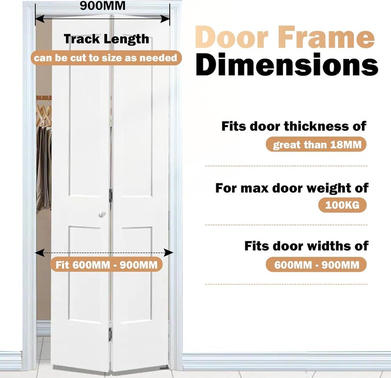 HBL ' 1 Pack Bifold Door Hardware Kits, Bi-fold Door Hardware Set with 36 Inch Long Track for Folding Closet and Indoor Use, Heavy Duty and Easy to Install. - Image 5